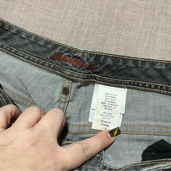 Vintage Eddie Bauer 2007 Stone washed flare leg Women size 12 jeans Y2K bootcut - Picture 4 of 7
